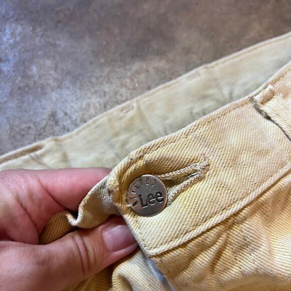 Vintage 80s Lee Riders Yellow Tapered Jeans 32x30 - Picture 2 of 3